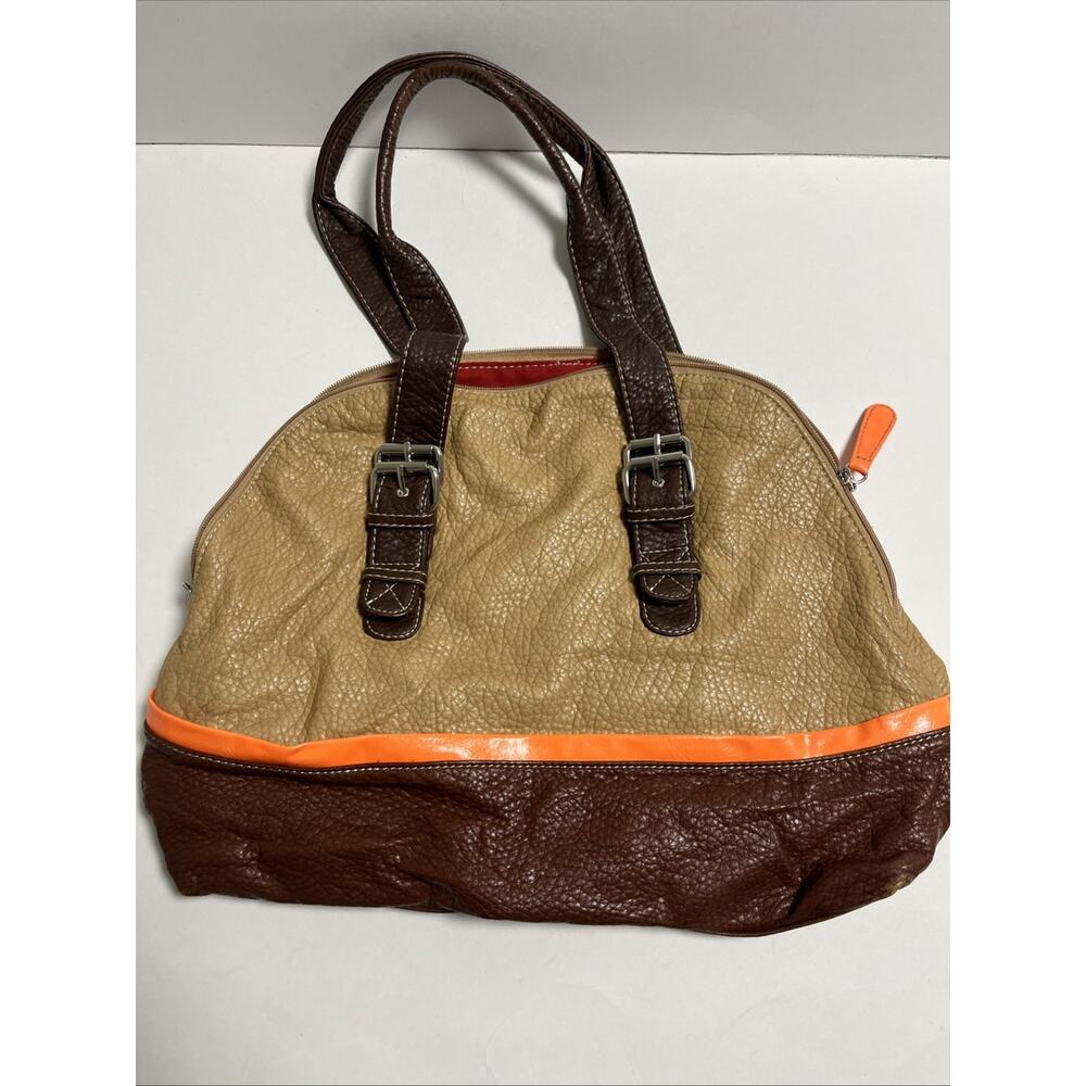 Marc Echo purse/shoulder bag large 16x12 in brown‎ bright orange detail